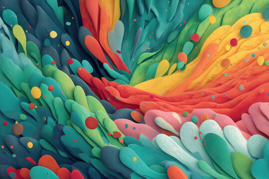 Abstract 3d Colorful Artwork With Vibrant Shapes Textures And Digital Forms Blending Together In Creative Motion