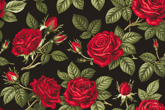 Red roses on black