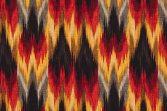Red, yellow and black ikat zigzag