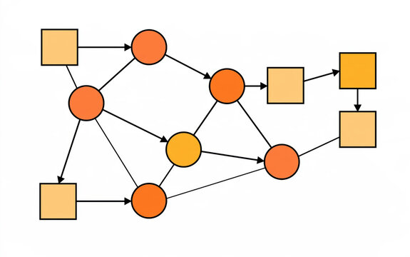 Orange circles and yellow network blocks
