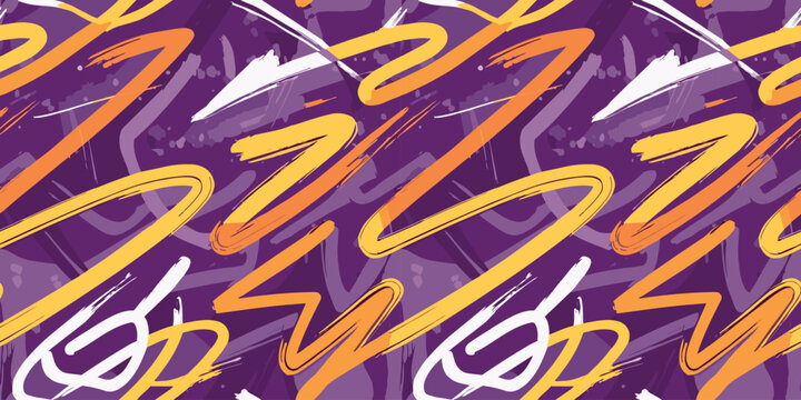Graffiti Seamless Pattern. Urban Energy With Bold Zigzag Paint Strokes For Teen Apparel Streetwear Sportswear And Accessories Design
