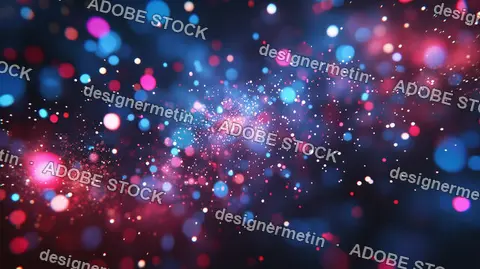 Abstract Christmas Background With Colorful Glowing Bokeh Particles