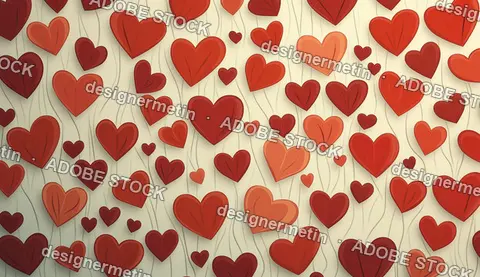 Romantic Valentine'S Day Background With Interconnected Red Hearts