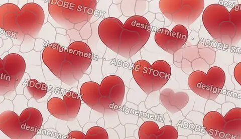 Romantic Red Hearts Pattern With Abstract Design For Valentine'S Day