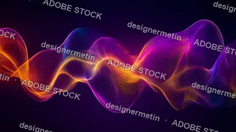 Vibrant Abstract Wavy Background With Fluid Shapes In Neon Purple Orange And Yellow Hues