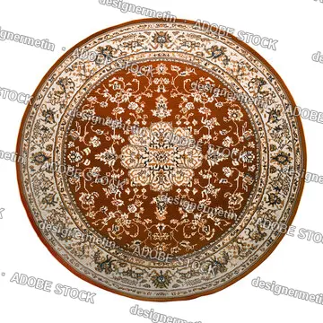Luxury Round Persian Rug On Transparent Background, Intricate Vintage Carpet, Elegant Home Decor, Classic Oriental Design, Png
