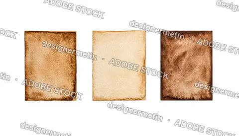 Mocha Mousse Abstract Watercolor Texture Set On Transparent Background, Png