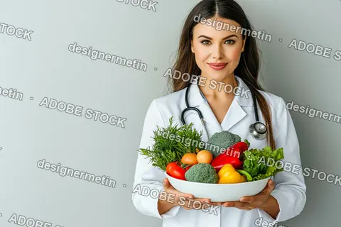 Smiling Female Dietitian Holding Bowl Full Of Fresh Vegetables Promoting Healthy Nutrition And Lifestyle