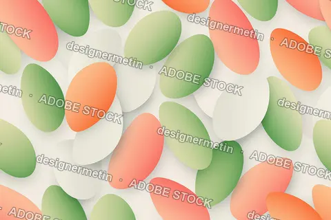 Colorful Abstract Easter Eggs Background With Soft Pastel Oval Shapes In Green, Orange And Cream Tones