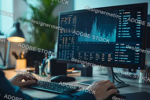 Financial Analyst Working On Computer With Stock Market Graphs And Data Charts In Modern Office