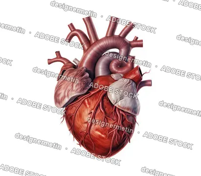 Hyper Realistic Human Heart Medical Illustration Isolated Transparent Background, Png