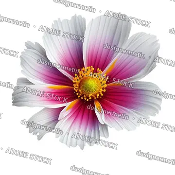 Realistic Pink And White Cosmos Flower With Detailed Petals Isolated Transparent Background, Png