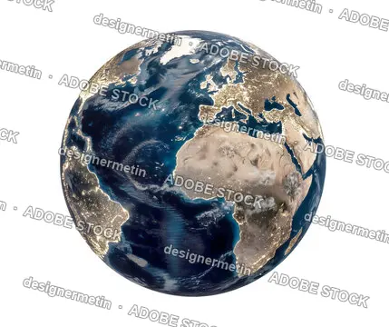 Earth From Space At Night With City Lights Europe Africa Transparent Background, Png