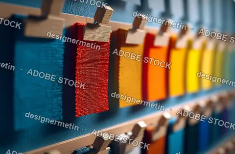 Colorful Fabric Swatches Clipped To Display Board Showing Textile Samples For Fashion Design And Interior Decoration Projects
