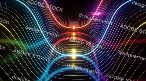 Concept Music Video Of Colorful Photons Traveling Through Neon Waves In Abstract Futuristic Animation Background