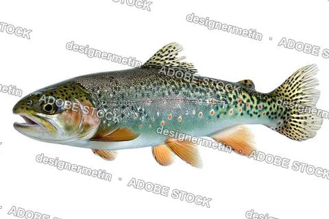 Realistic Wild River Trout Fish With Colorful Scales Isolated For Nature Concept Isolated Transparent Background, Png