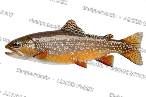 Bright Orange Spotted Wild Trout Fish Isolated For Fishing Or Biology Projects Isolated Transparent Background, Png