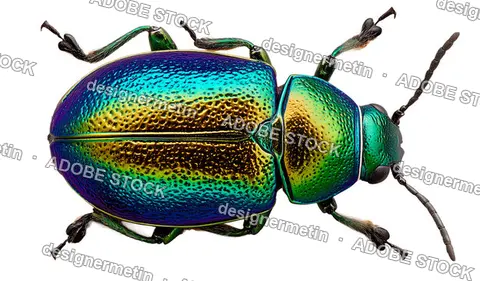 Macro Photography Metallic Iridescent Beetle Insect Shiny Colorful Natural Pattern Isolated Transparent Background, Png