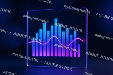 Digital Holographic Music Equalizer Panel With Glowing Neon Lights In Futuristic Abstract Technology Design