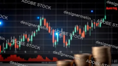 Financial Stock Market Chart With Coins Business Video Representing Economy Investment Corporate Profit And Economic Growth