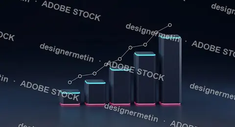 Minimalist 3d Bar Chart With Neon Glowing Accents Symbolizing Growth Business Development Finance Investment And Futuristic Technology