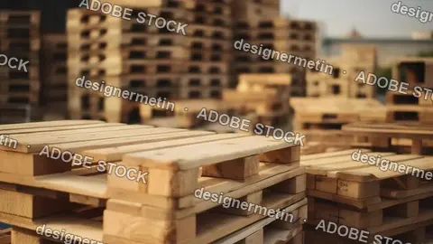 Wooden Pallets Industrial Warehouse Outdoor Logistics Storage Video Showing Materials Transportation Supply
