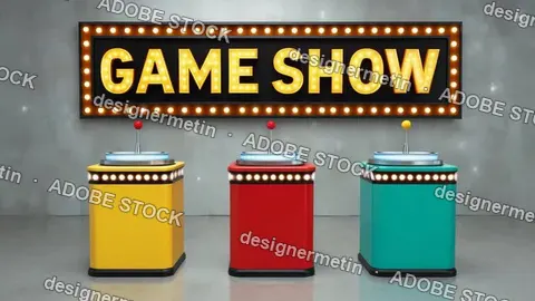 Game Show Stage With Colorful Buzzers Lights Entertainment Video Showing Tv Production