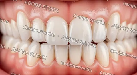 Close Up Realistic 3D Render Of Human Teeth Dental Health Concept Showing Clean White Enamel And Gums