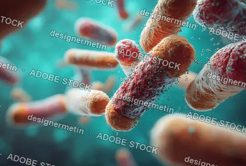 Close Up View Of Bacteria Under Microscope Showing Detailed Texture And Organic Structure In Realistic Scientific Macro Photography Style Image
