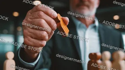 Business Video Showing Leader Choosing Team Member Strategy With Symbolic Figure In Corporate Office Setting
