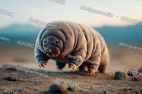Macro Shot Of A Detailed Tardigrade Crawling On Surface Showing Textures Limbs And Alien Like Anatomy