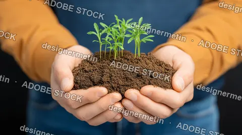 Hands Holding Fertile Soil With Green Seedlings Growing Symbolizing Ecology Protection And Sustainable Environment Care