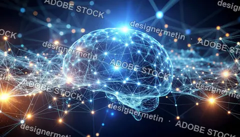 Digital brain with glowing connections