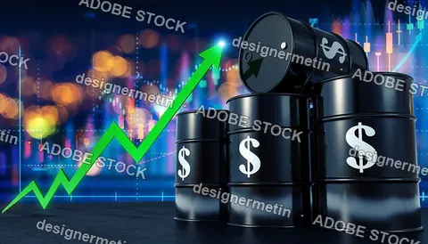 Crude Oil Barrels With Dollar Signs And Financial Chart Showing Rising Petroleum Prices And Market Trends