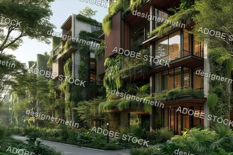 Eco-Designed Residential Complex With Green Balconies And Dense Foliage In A Sustainable Urban Space
