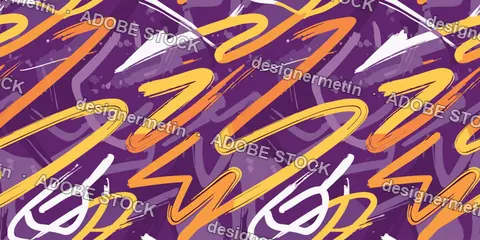 Graffiti Seamless Pattern. Urban Energy With Bold Zigzag Paint Strokes For Teen Apparel Streetwear Sportswear And Accessories Design