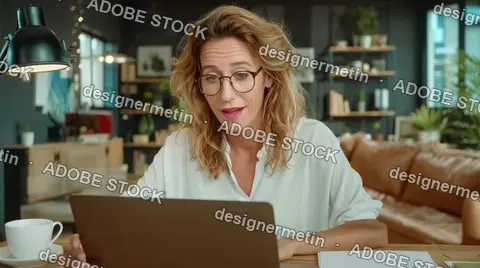 Confident Woman Working On Laptop At Home Office Video Showing Remote Work Lifestyle Digital Business Productivity Concept