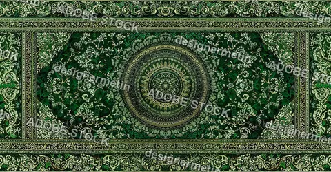 Green antique-style floral medallion