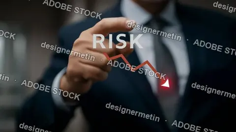 Businessman Pointing At Falling Risk Graph With Red Arrow Decline Video Illustrating Financial Loss Investment Danger Concept