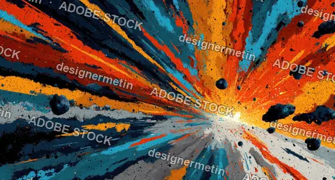 Colorful Space Explosion Energy Burst With Dynamic Cosmic Motion In Deep Outer Space Illustration