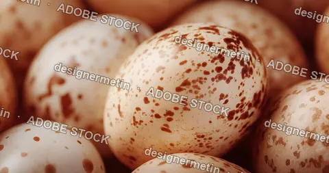 Brown Speckled Wild Bird Eggs In A Group For Nature Background Or Wildlife Theme