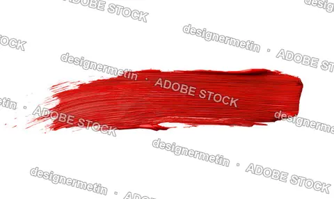Vibrant Red Acrylic Paint Brush Stroke Texture Banner Design Element Isolated Transparent Background, Png