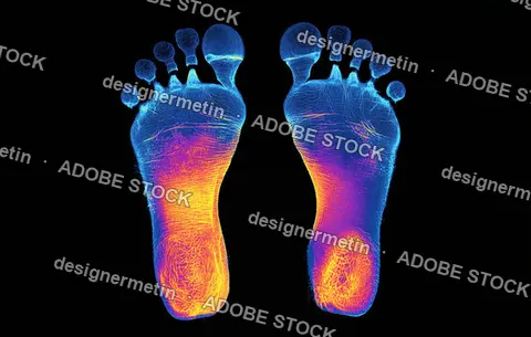 Colorful Infrared Thermography Scan Showing Heat Distribution Patterns Across Human Feet For Medical Diagnostic Research Concept Concept
