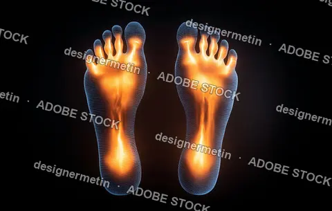Advanced Infrared Thermography Visualization Revealing Pressure Heat Patterns Across Human Foot Anatomy For Medical Diagnostic Analysis Concept