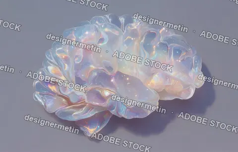 Iridescent abstract brain sculpture