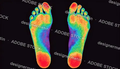 Infrared Thermography Scan Showing Heat Distribution On Human Feet Used For Medical Analysis Diagnostics And Health Monitoring Purposes