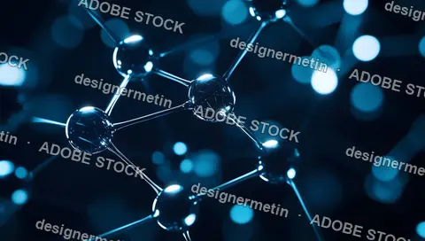 Futuristic Molecular Structure Visualization With Glowing Nodes Representing Advanced Science Technology Innovation And Digital Research Concepts