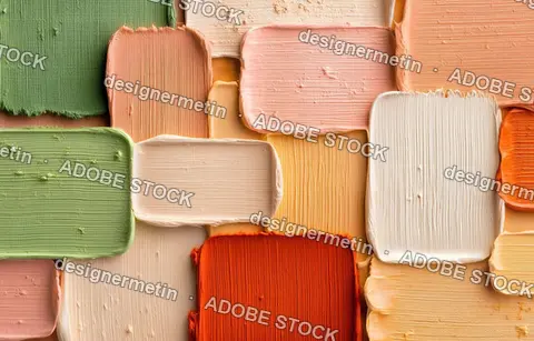 Textured Swatches Of Colorful Cream Cosmetics And Oil Paint Background For Beauty Industry Or Art Design Projects