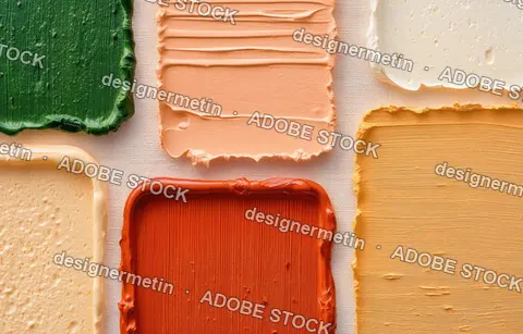 High Detail Macro Texture Samples Of Cosmetic Cream Swatches Arranged Neatly, Showcasing Skincare Tones And Product Material Variations