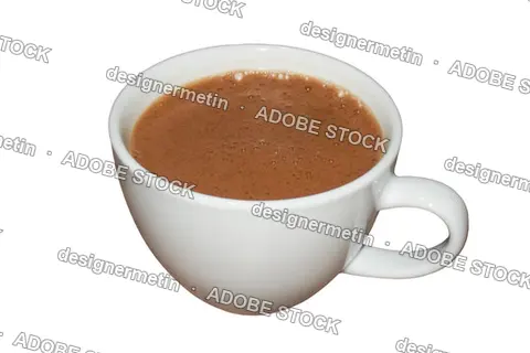 Hot Coffee Cup With Rich Crema Foam Surface In Ceramic Mug Isolated Transparent Background, Png
